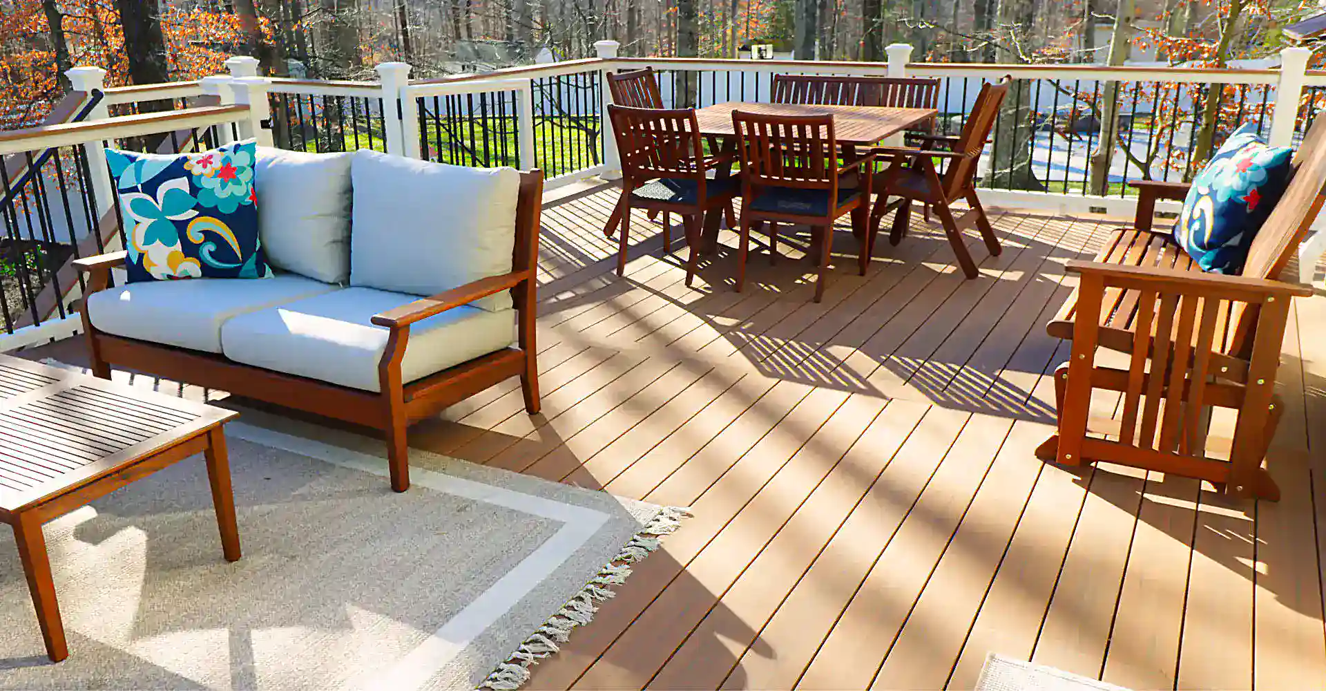Composite Deck with outdoor living furniture
