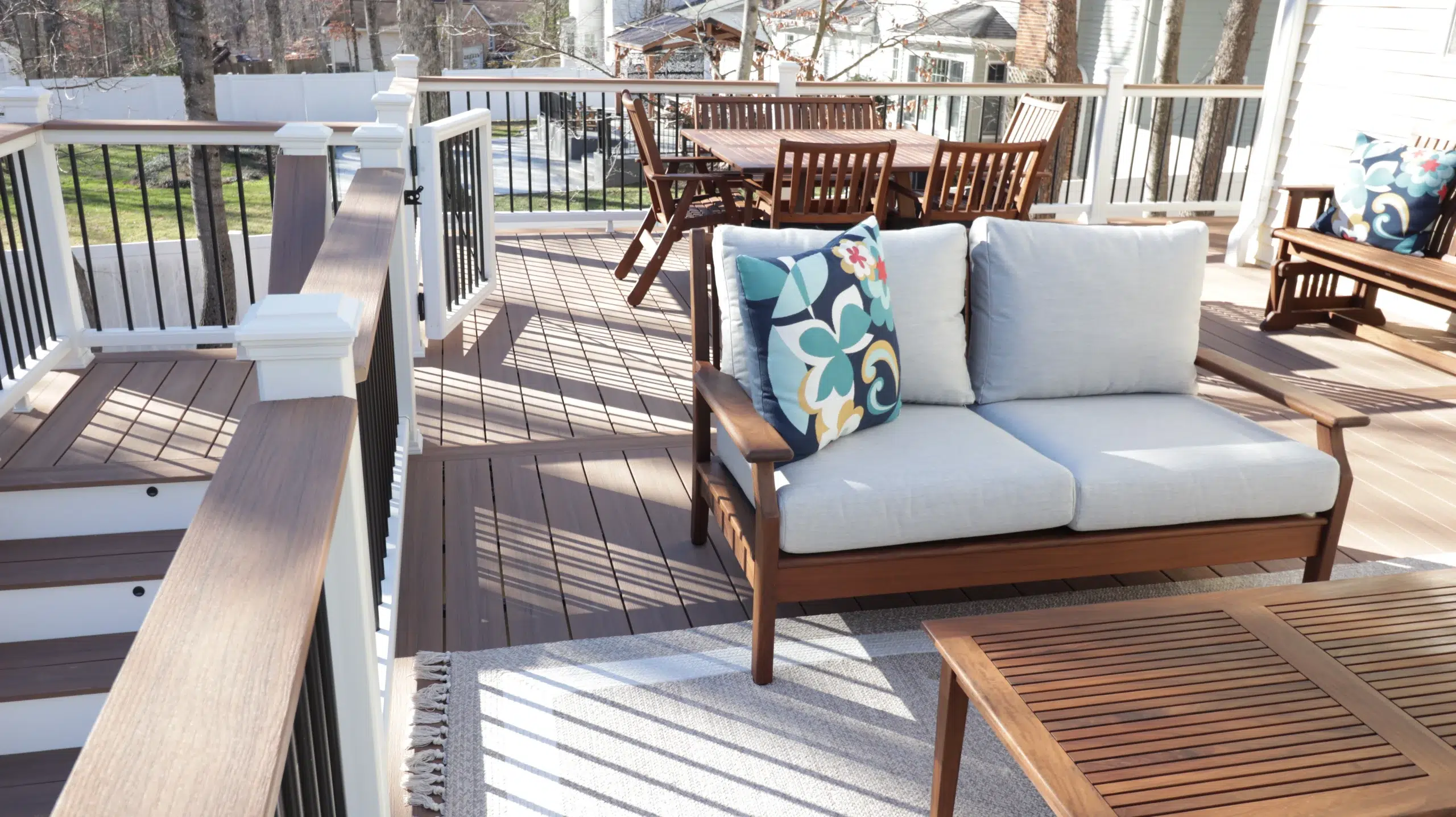 Composite Deck with aesthetically pleasing outdoor furniture