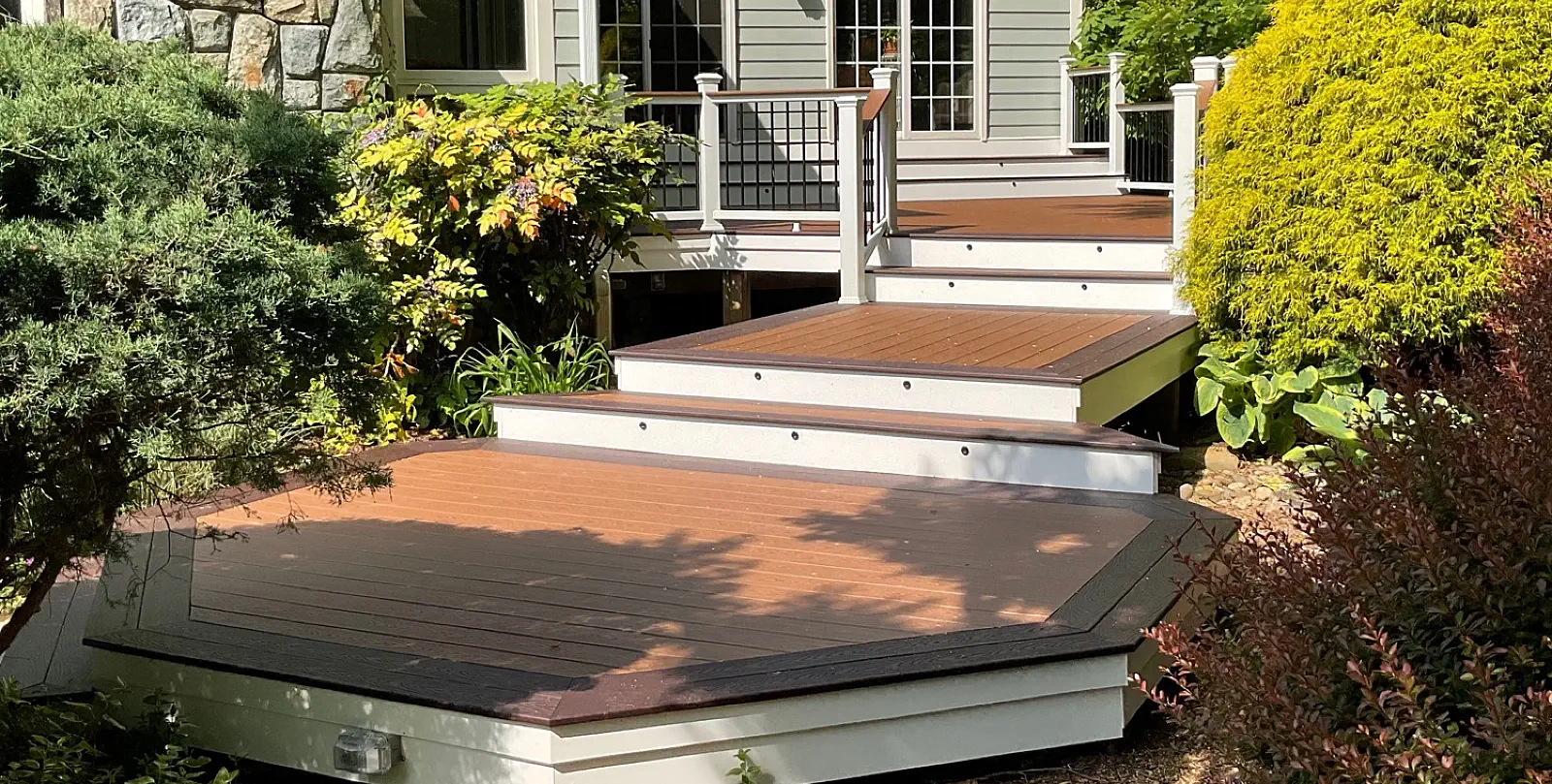 Composite deck with custom stairs