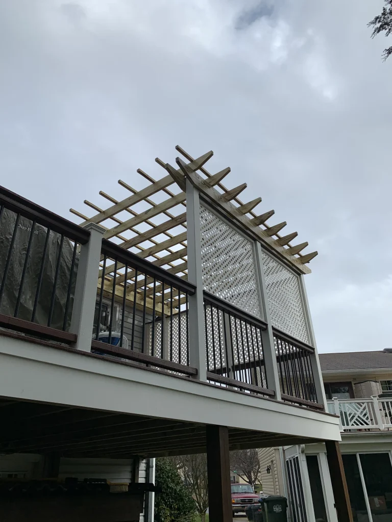 Deck with a custom pergola