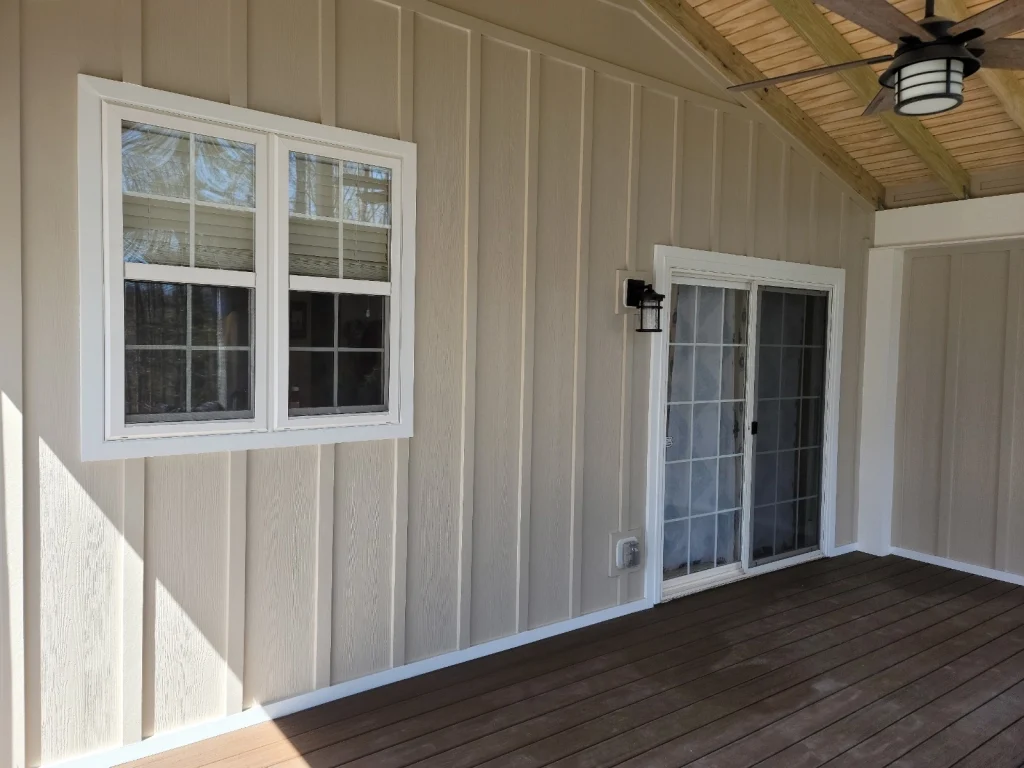 Siding installation in a porch