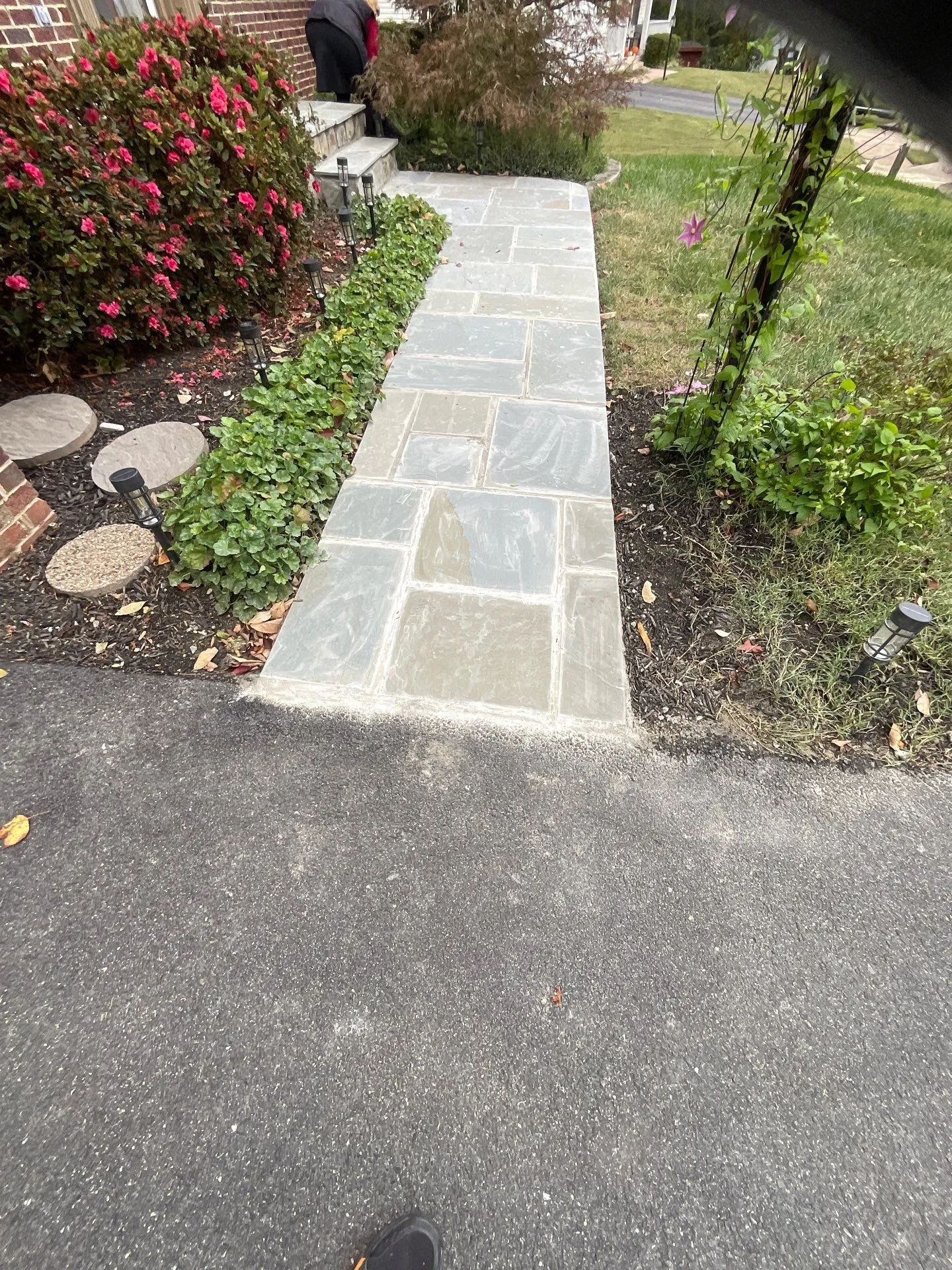 Concrete and paver walkway