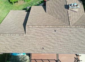 Aerial of a roofing installation by HD Decks & Exteriors