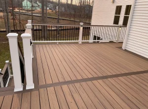 Composite deck with post lighting