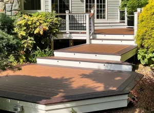 Composite deck with custom stairs