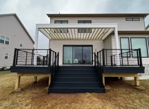 Freestanding deck with aluminum pergola